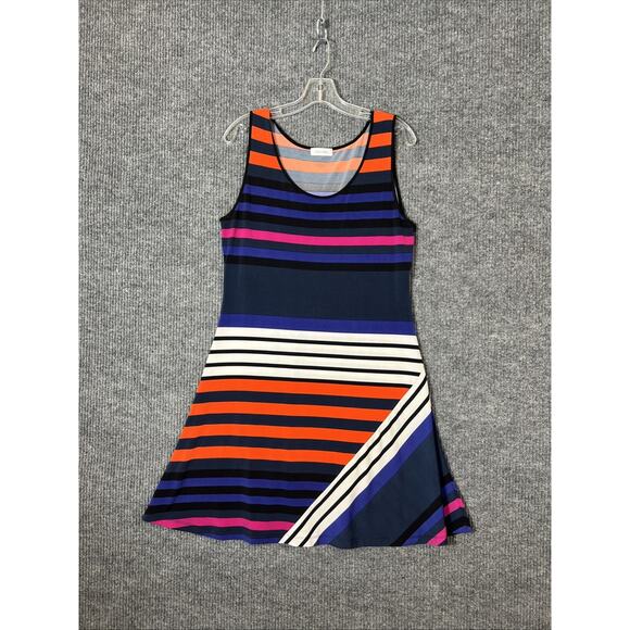Calvin Klein Womens Shift Dress Size Medium?? Striped Sleeveless Office Career - Picture 1 of 8